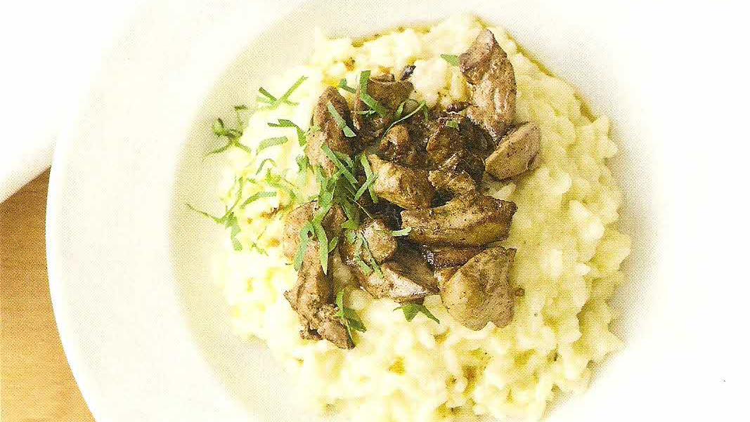 Risotto in bianco con fegatini di pollo